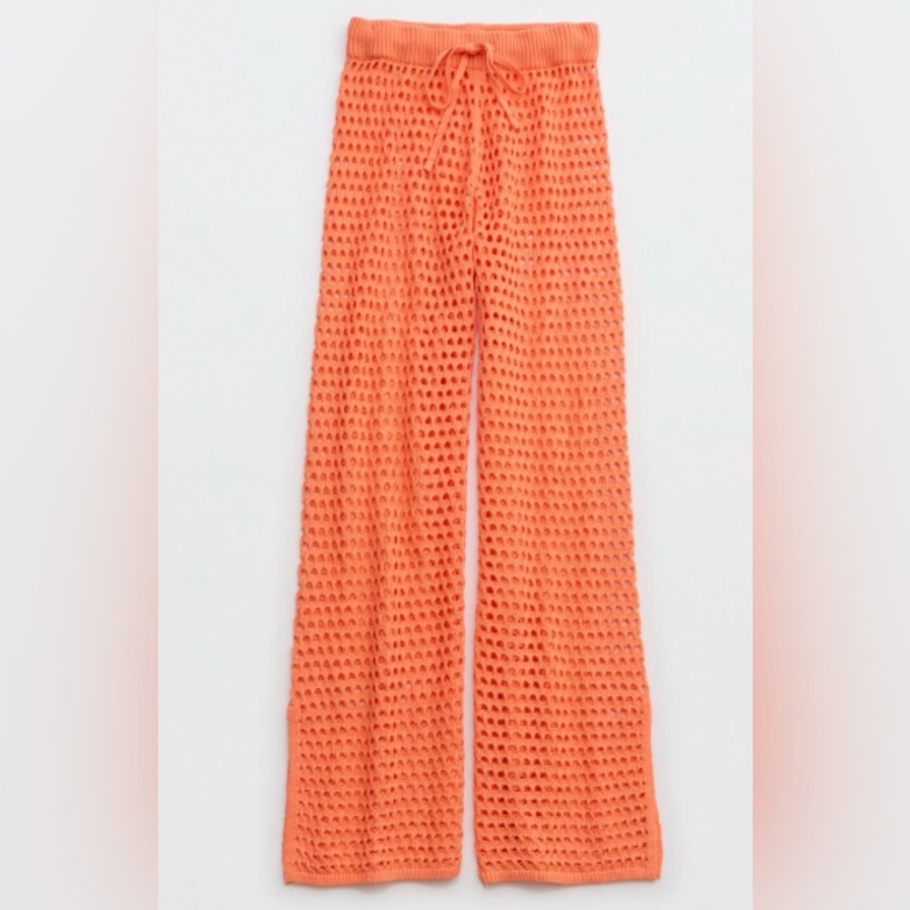 Aerie - Orange Crochet Vacay Knit Set - medium top + medium bottom NWOT - Picture 4 of 17